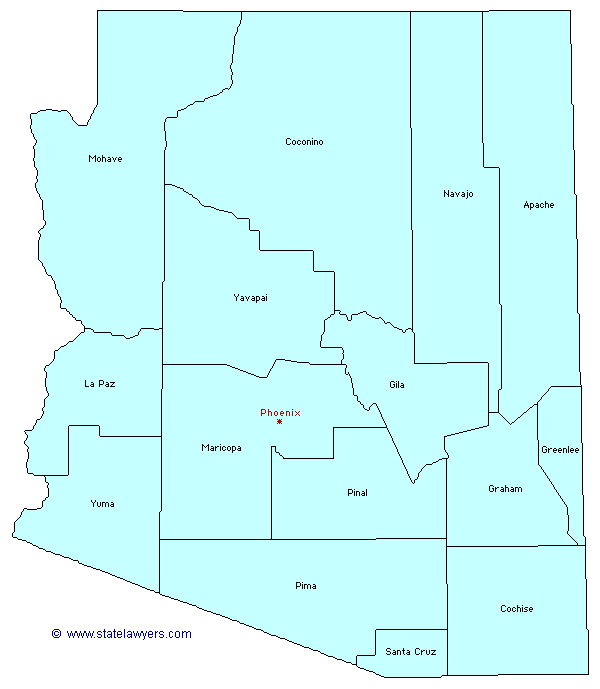 Arizona County Outline Map.
